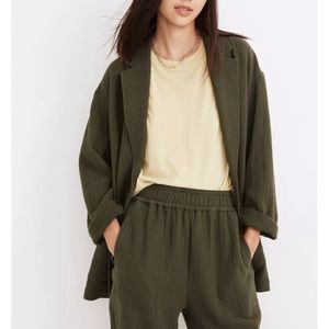 Madewell Diamond Jacquard Shaw Blazer in Dark Forest Green
